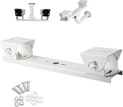 Security Camera Mount Holder for Double Surveillance Camera, Metal Steel One to Two Horizontal Cross Bar Dual Camera Mount Bracket Extension Bar Horizontal Arm Cross Bar Mount