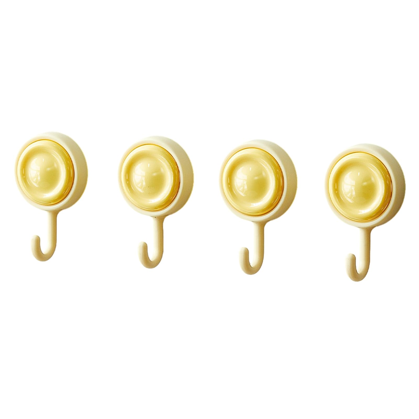 Virelynx Yellow 4Pcs Sticky Hook – 360° Rotation Design Strong Adhesive, Stable Base Wall Hook For Towels Clothes Kitchen Utensils