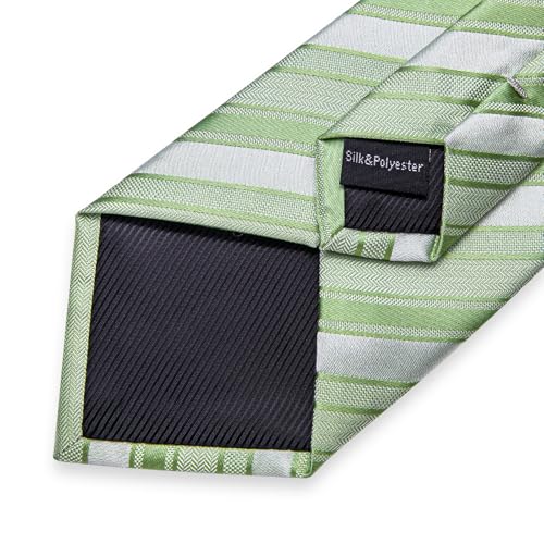 Image of DiBanGu Mens Tie Silk Plaid Striped Necktie and Pocket Square Cufflinks Tie Clip Set with Gift Box Formal Wedding Party