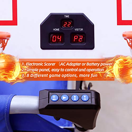 INTEY Dual Shot Electronic Basketball Arcade Game, Indoor Foldadle Arcade Hoop w/ 5 Balls and 8 Game Modes, High Accuracy Mechanical Scoring System