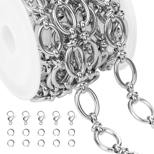 Jabogrii 6.5 Feet Silver Stainless Steel Chain Bulk for Jewelry Making