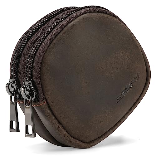 Image of Jack&Chris Coin Purse for Men, Genuine Leather Mini Coin Wallet Zipper Pocket with Back Belt Loop, Coin Bag for Men and Women