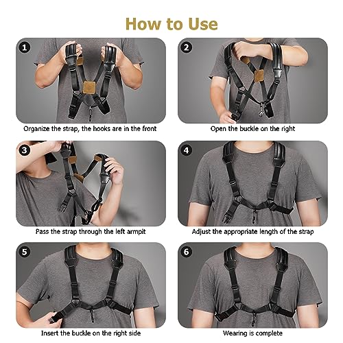 saxophone harness double shoulder adjustable sax strap with soft leather padded widened amp thickened design good comfort reduce neck stress for altotenorbaritonesoprano saxophone