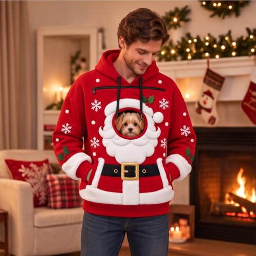Cat Hoodie with Pouch Christmas Women Y2K Santa Sweat Shirt with Pocket - image 7