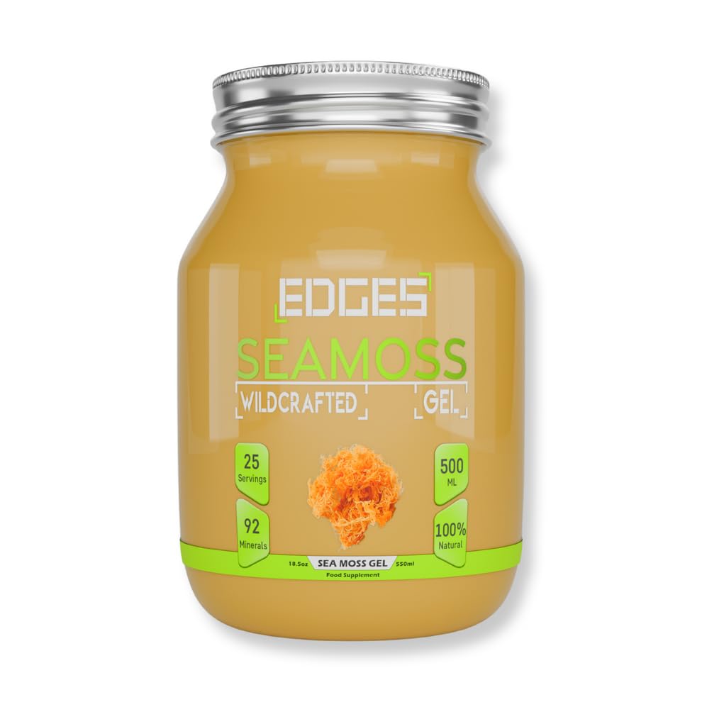 Edges Irish Sea Moss Gel 550ml - 100% Wildcrafted Sea Moss - 92 Vitamins & Minerals Immune Boost Superfood - Vegan & Gluten Free - Dr Sebi Approved