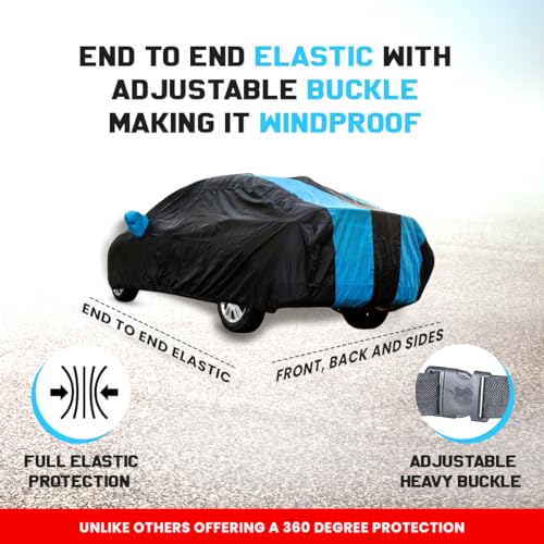 Image of Autofact Mahindra XUV 3xo Car Body Cover Triple-Stitched, Windproof with Buckle Belt, Elastic Hem, Uv Protection, Scratchproof & Dustproof, Soft Feather Fabric for All-Weather Protection(Teak Blue)