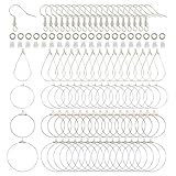 SOFPLATE 520 pieza de Pendientes de Aros con Cuentas Suministros para Hacer Pendientes de Plata Kit de Orejas de Gota de Agua Redondas de Latón con Anillos de Salto Abiertos Componentes para Hacer Joy