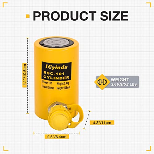 Image of 10T Hydraulic Cylinder Jack Ram 2 inch Stroke Solid Single Acting Hydraulic Ram Cylinder Hydraulic Lifting Jack for Machinery, Bridge, RSC-101