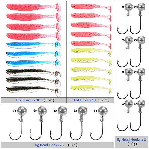 Atrair, Andoer 33 unidades de kit de iscas de pesca caixa de equipamento de pesca com anzol de cabeç