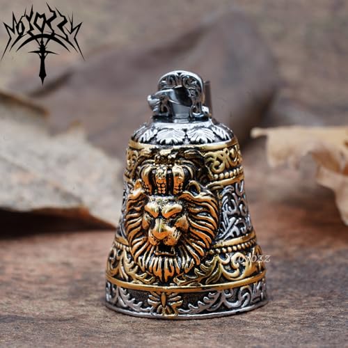 Image of Royal King Lion Head Guardian Motorcycle Bell with Hanger for Biker,Good Luck Keychain & Motorcycle Accessories