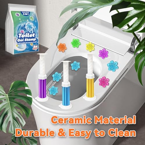 Gihen 84 Flowers Toilet Cleaner Gel Stamps 6 in 1 Air Freshener Effective Deodorizer Long - image 2