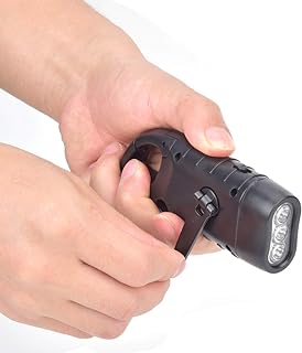 Hand Crank Solar Powered Flashlight, Survival Gear Self Powered Charging Torch & Dynamo, Quick Snap Carbiner Dynamo Flashlight Torch for Outdoor Sports(Black)