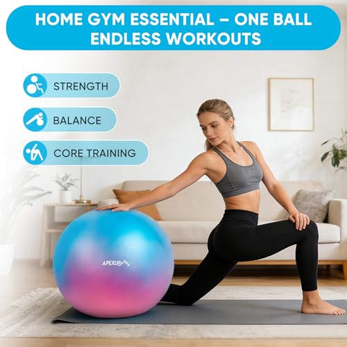 Image of APEXUP Yoga Ball, 660 lbs Anti-Burst Exercise Ball with Pump, 5 Sizes