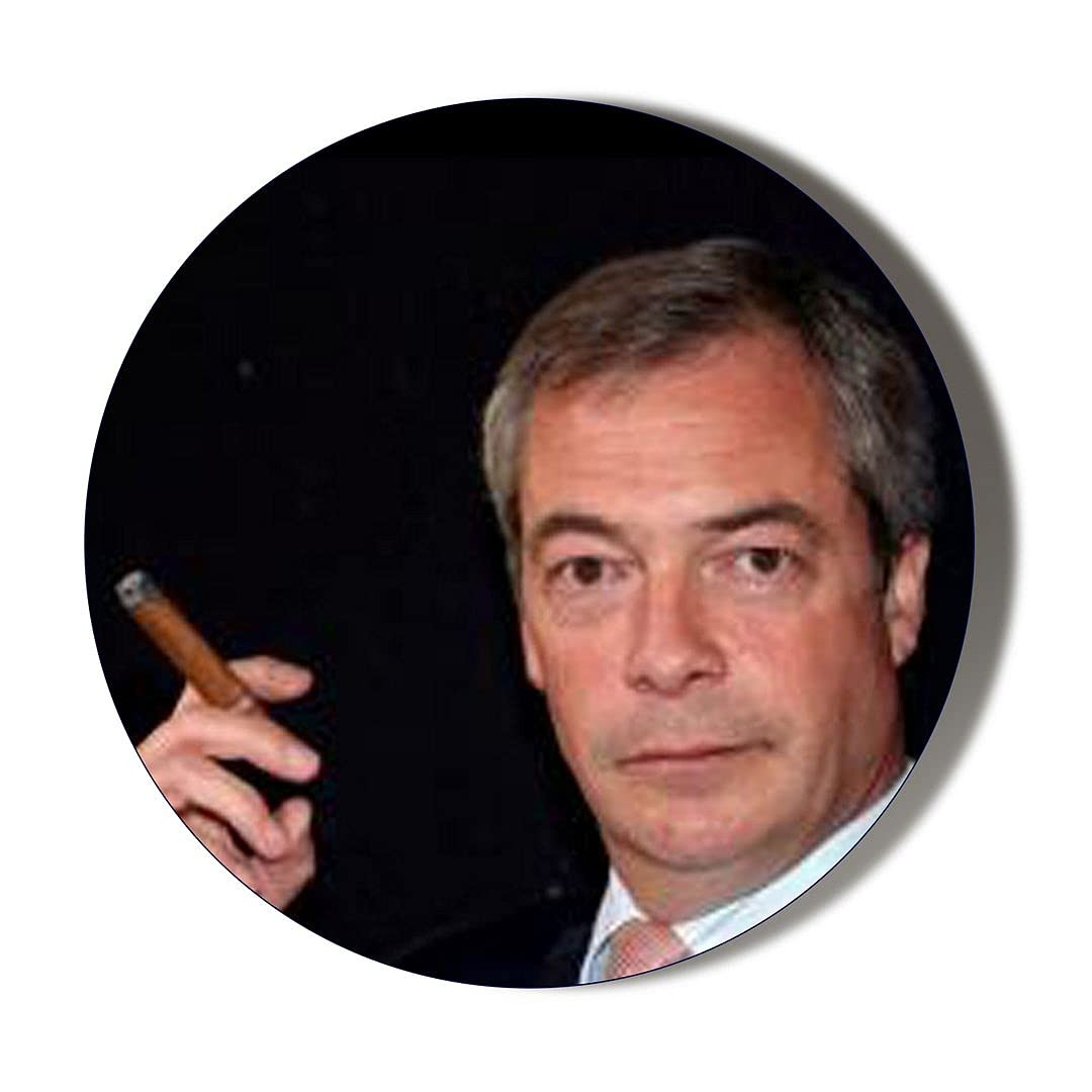 Gift Insanity Multi Nigel Farage Smoking A Cigar 6 X 70Mm Large Vinyl Stickers Pack Of 6