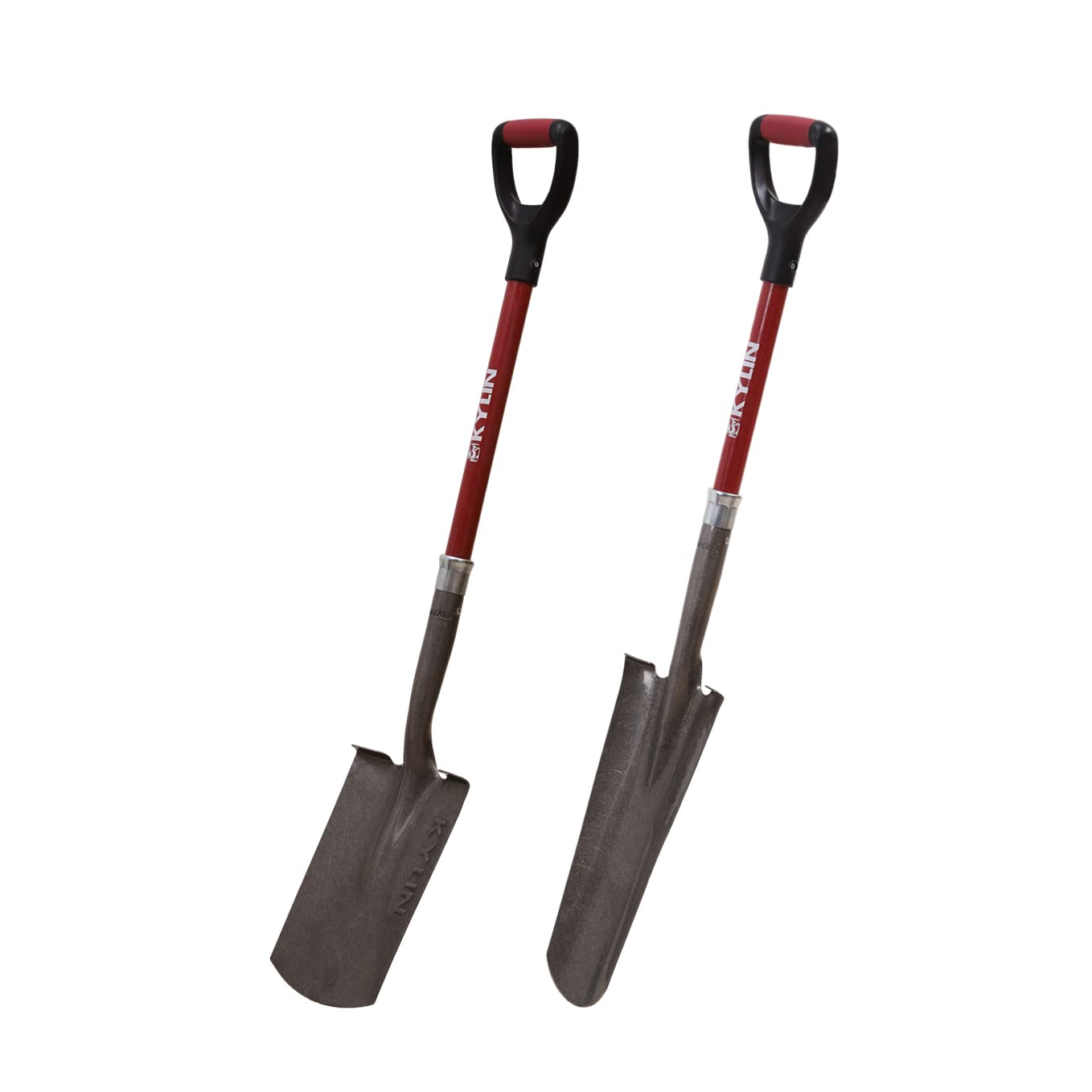 Kylin 14-Gauge Heavy Duty Fiberglas D-Griff Schaufel 2-teiliges Set (Gartenspaten, 40,6 cm Ablaufspat), für Gartenarbeit, Reinigung von Gräben, Verlegen von Kabelkanälen, BAU- und Landschaftsbau