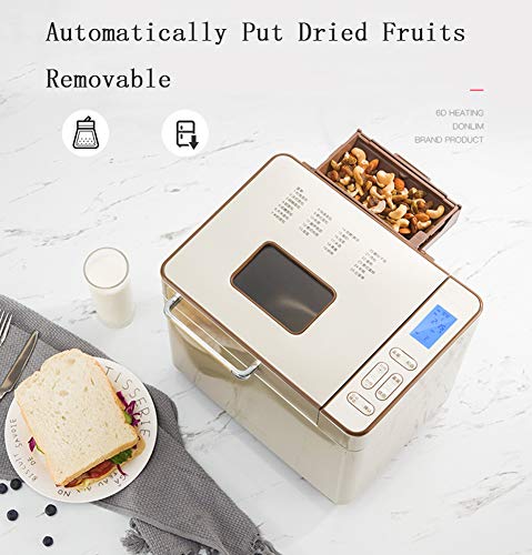 XHDZ Edelstahl Brotbackmaschine, 24-in-1 Speicherprogrammierbare Brot-Hersteller mit Obst Nuss-Zufuhr, Nonstick Keramik… – Bild 3