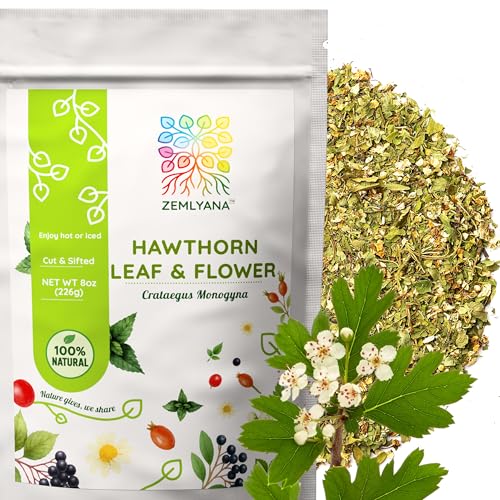 Hawthorn Leaf and Flower Tea - Hoja y Flor Espino Blanco - Dried Crataegus Monogyna Herb - Cut & Sifted Hawthorn Leaves and Flowers Herbal Tea - Loose Herbs 8 oz
