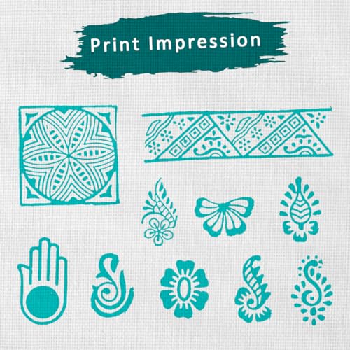 Image of Wooden Stamp Block, Printing Stamp Design Set | Block for Printing Saree Border | Dresses, Craft Card Making, Scrapbook, Clay Pottery | Set of 10