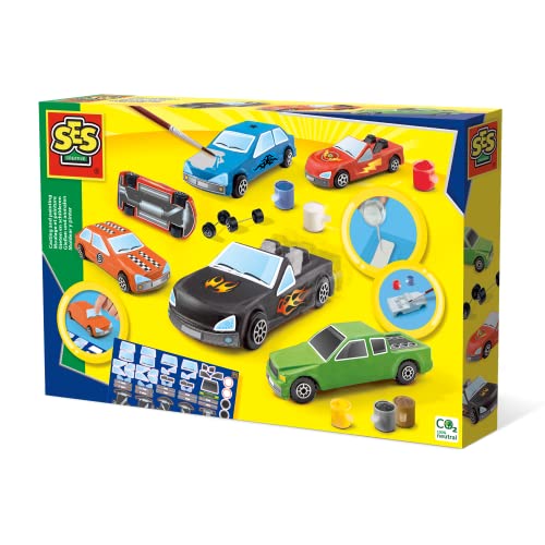 SES Creative – Moldear y Pintar Coches | Set Infantil de Manualidades Creativas | 4 a 8 años (S01401)