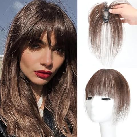 Seimainurs 3D Real Human Hair Bangs Cover