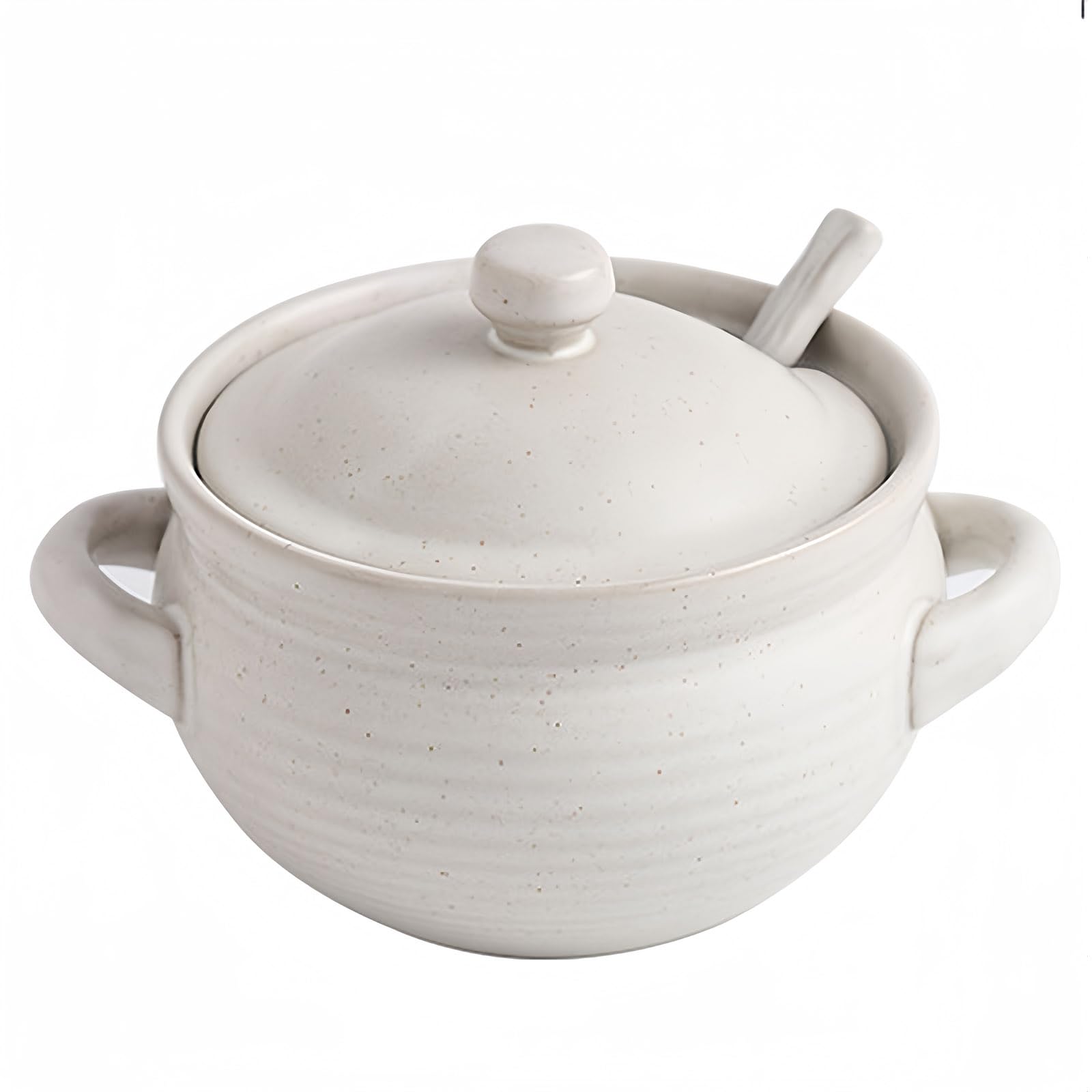 Dowbom Soup Bowls With Lid, French Onion Soup Crocks Oven Safe, Microwave Soup Bowl With Spoon, Soup Mug (White,14oz), BL-SP-002