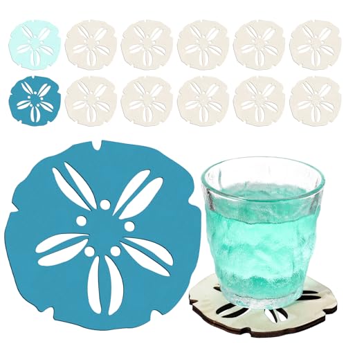 12 Pack Wooden Sand Dollars Table Decoration DIY Summer Beach Sand Dollar Room Coastal Wall Centerpieces Farmhouse Decoration for Home Office Bedroom Table Shelf Desk