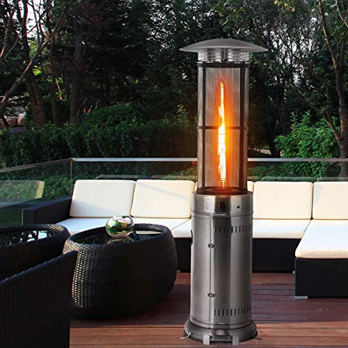 HAPPYGRILL-Outdoor-Patio-Heater-with-Adjustable-Heat-41000BTU-Stainless-Steel-Patio-Propane-Heater-Freestanding-with-Wheels-and-True-Flame-for-Garden-Balcony-Round-Outdoor-Heater-with-Quartz