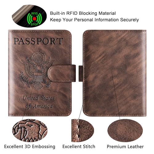 Image of Passport Holder for Travel Essentials, Passport Cover, Rfid Blocking Wallet | Travel Wallet, Leather, Passport Case, Travel Accessories, Vacation Luggage Must Haves, for Men Women
