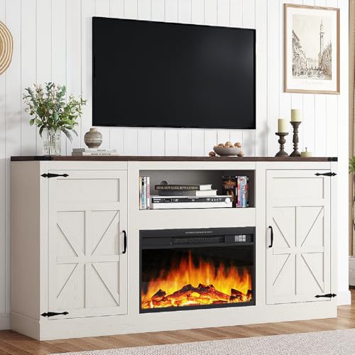 jiteentarou 66" Farmhouse Fireplace TV Stand