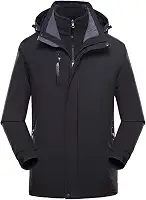 Jaqueta masculina impermeável 3 em 1 para esqui e neve, à prova de vento, com capuz interno de lã, jaqueta de chuva