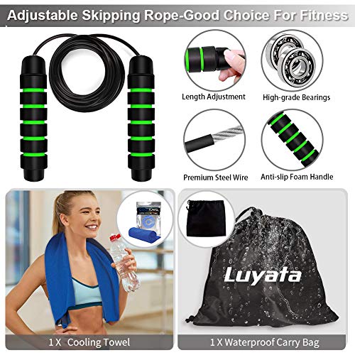 LUYATA Resistance Bands, 19pcs Workout Bands Resistance Bands Set with 5 Stackable Exercise Bands with Handles, 5 Resistance Loop Bands, Ankle Straps,Jump Rope, Door Anchor,Carry Bag, Exercise Towel