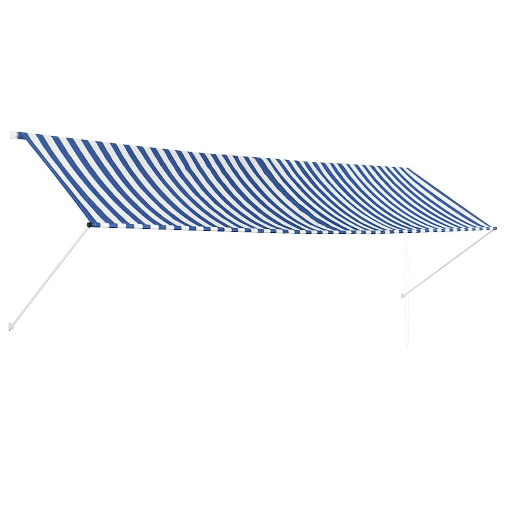 vidaXL Retractable Awning 400x150cm Blue and White Canopy Shade Sun Screen — image 1