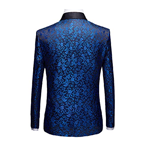 Livezou Men's Floral Dinner Party Prom Wedding Stylish Tuxedo Coat Suit, Blue-2 Piece, X-Large #TOP2