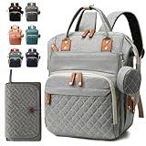 Diaper Bag Backpack for Girls Boys: Gray Toddler Diaper Bag with Changing Pad Baby Backpack Diaper Bag for Mon Dad Newborn Cute Mochila Pañaleras para Bebe Niña Niño Baby Registry Search Essentials