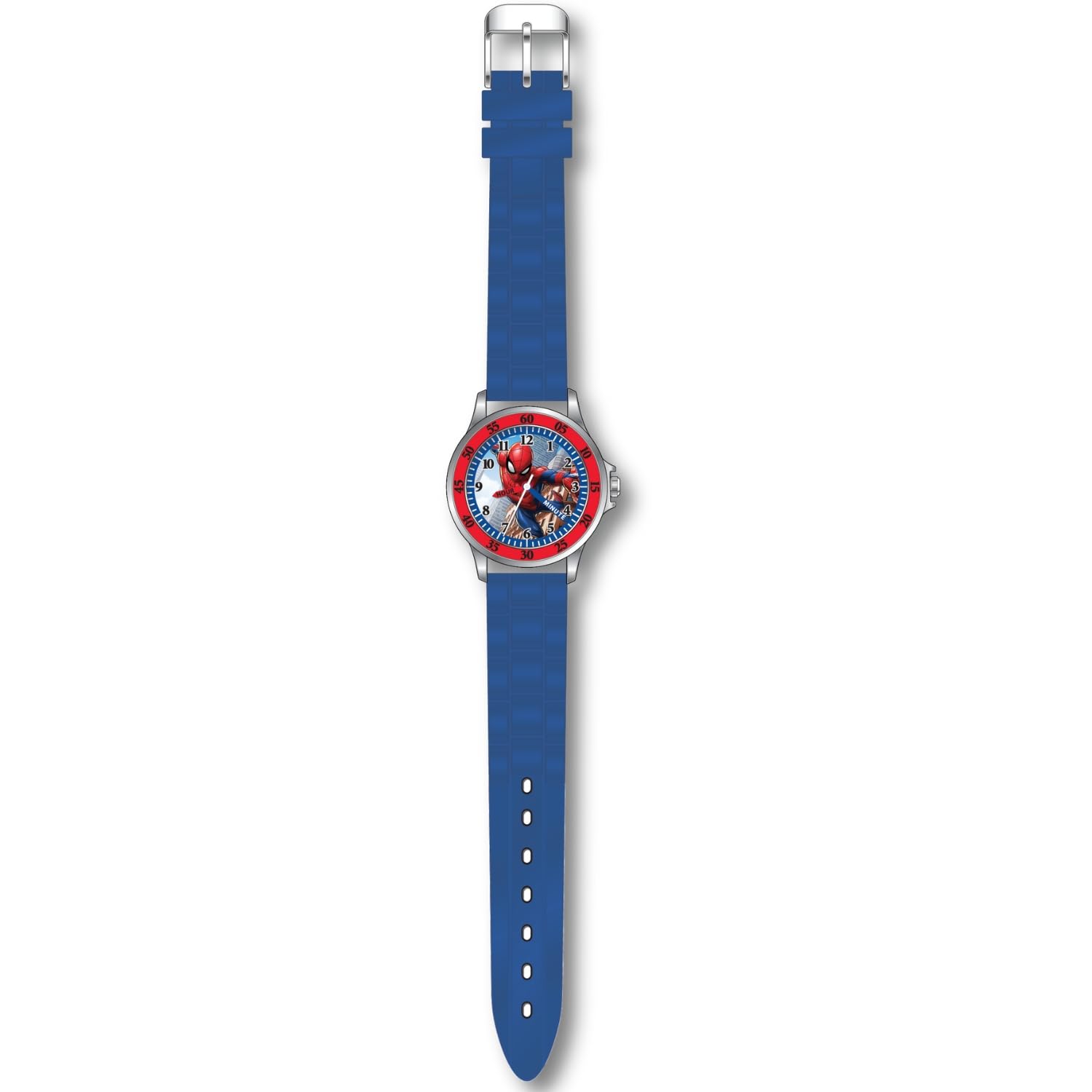 Kids Licensing Children's Automatic Analogue Watch with Plastic Strap SPD4098, Blue Spiderman