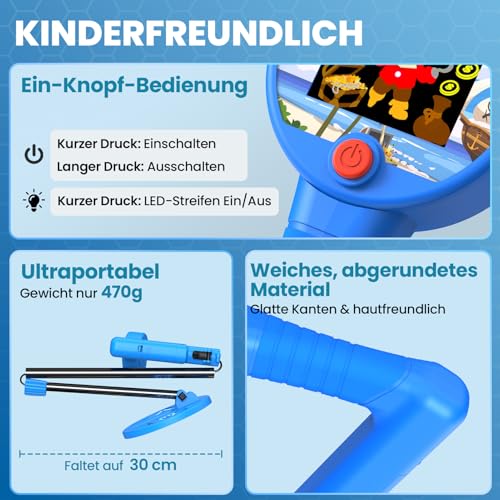 DR.ÖTEK Metalldetektor Kinder, Farb-LCD & 6" Leuchtspule, Leicht & Einstellbar, Rutschfester Griff, Kinder Metalldetektor Set für 3-12, Jungen & Mädchen 5