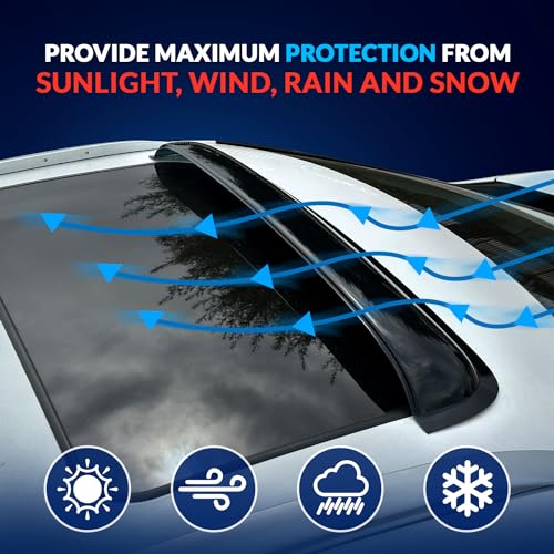 Image of Sunroof Wind Deflector Car Sunroof Cover Compatible with 2006-2013 Audi A3 | Waterproof Moonroof Auto Window Deflectors Visor Thickness 1.4mm 880mm 34.6 inch | Dark Smoke | Set of 1