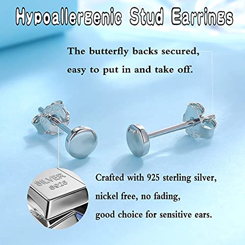 925 Sterling Silver Dot Stud Earrings | Small Simple Round Disc Stud Earrings | Tiny Flat Circle Hypoallergenic Cartilage Tragus Piercing Earrings Gifts For Women Men Girls 2Mm 3Mm 4Mm 5Mm #TOP2