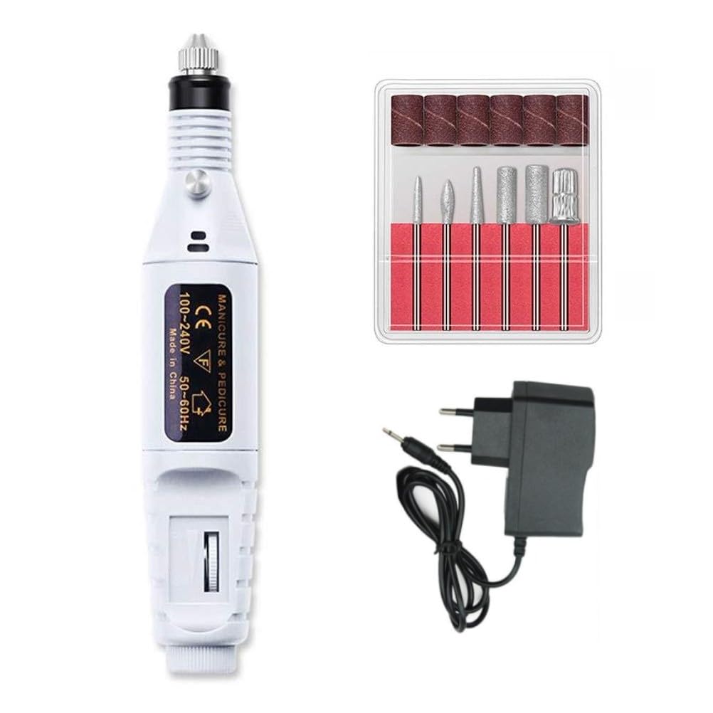 INF Elektrische Nagelfeile Elektrische Nagelfeile mit 6 Bits und 6 Schleifpapieren