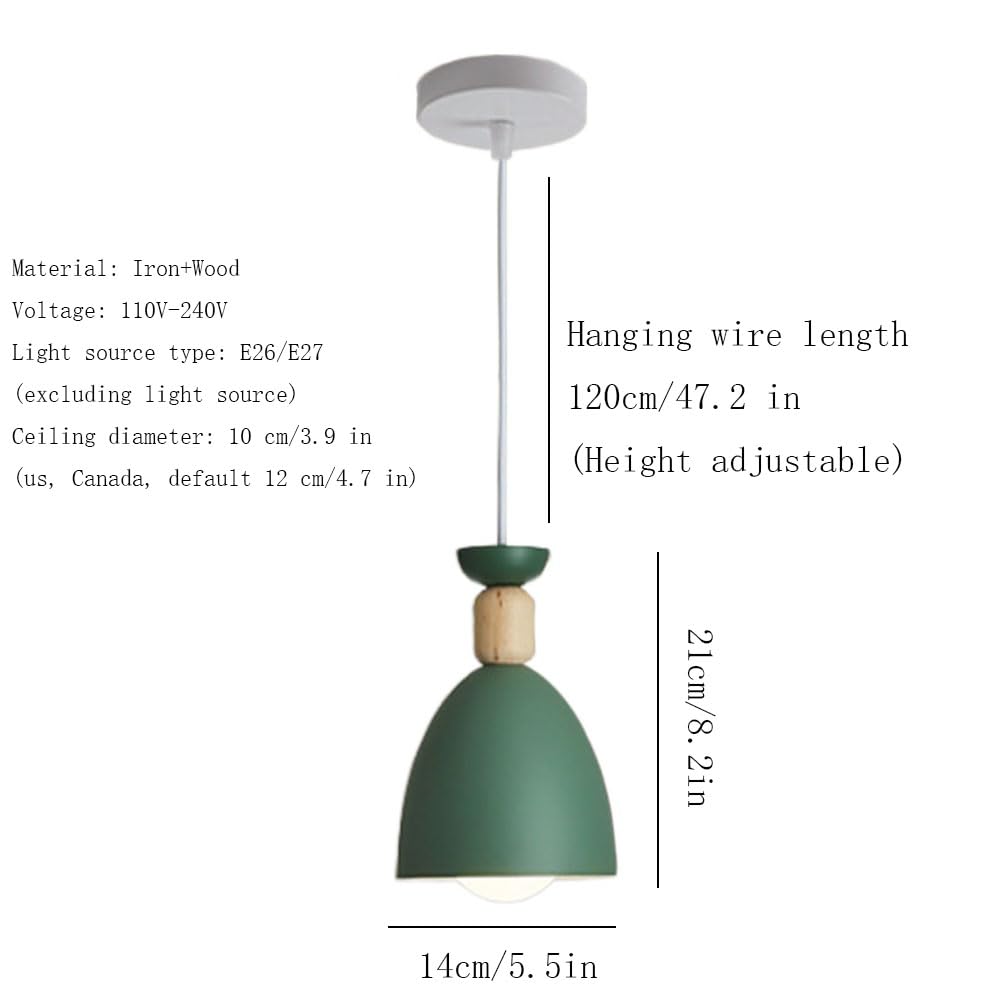 1-Pack Wood Metal Hanging Lamp Macaron Fashion Design Chandeliers Shade(White)