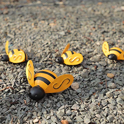 image for MorTime 4 Pack Metal Bee Wall Art Sculptures Garden Decorations, Hangi