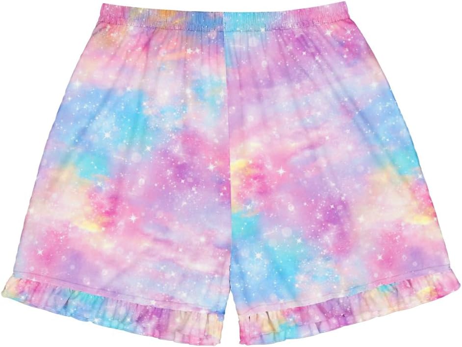 LQSZ Matching Girls & Doll Summer Pajamas Set for Toddler Girls Short Sleeves Cute Sleepwear for Kids 18inch Dolls Tie Die Unicorn 6-7 Years - Image 8