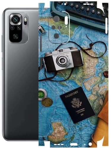 Image of AtOdds - Full Body Back Screen Guard Protector Film - Lamination Wrap Skin Sticker Compatible with REDMI Note 10 | Scratchproof Matte Finish (Travel Map)