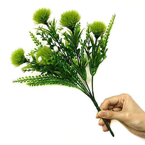 Cattree Artificial Dandelion Plants, Plastic Flowers Shrubs Bushes Fake Grass Wedding Indoor Outdoor Home Garden Verandah Centerpieces Arrangements Party Decoration Planting Filler - Green 4 Pack #TOP4