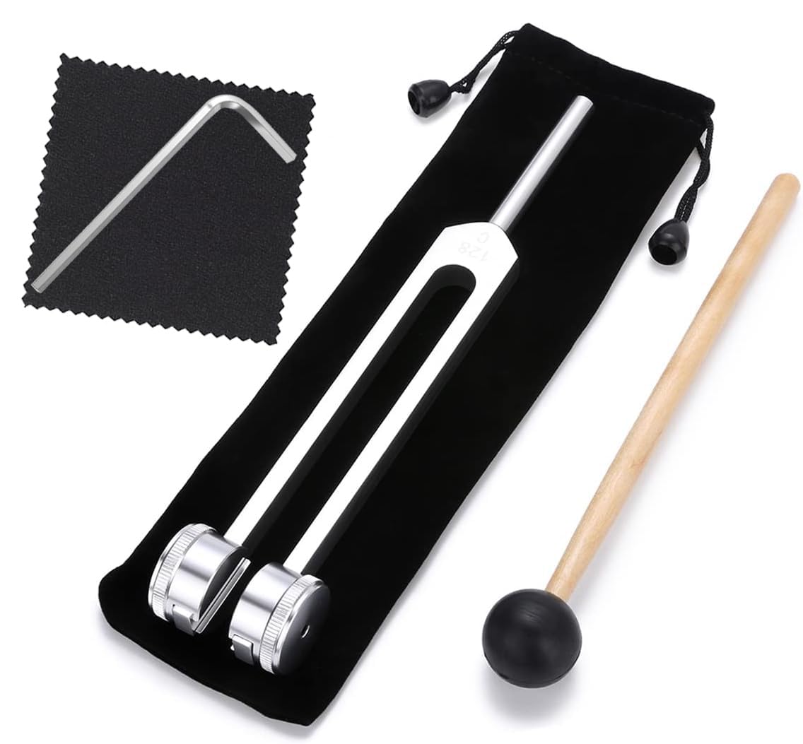 128 hz Weighted Tuning Fork for Healing Tone Therapy Silver