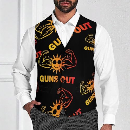 Suns Guns Out Men's Formal Suit Vest for Business Formal Or Casual Dress Waistcoat Wedding2