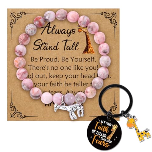 Koazava 2 Pcs Inspirational Giraffe Gifts for Women, Animal Tracking Bracelet Giraffe...