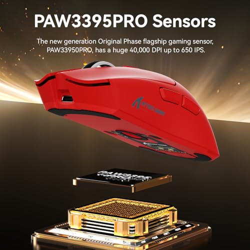Image of ATTACK SHARK X1 Superlight Wireless Gaming Mouse with RGB Magnetic Charging Dock, BT /2.4G Wireless /Wired Gaming Mouse, PAW3395PRO Gaming Sensor, 40000DPI, 53g Office Mice for PC /Mac /Win /Xbox (Red)