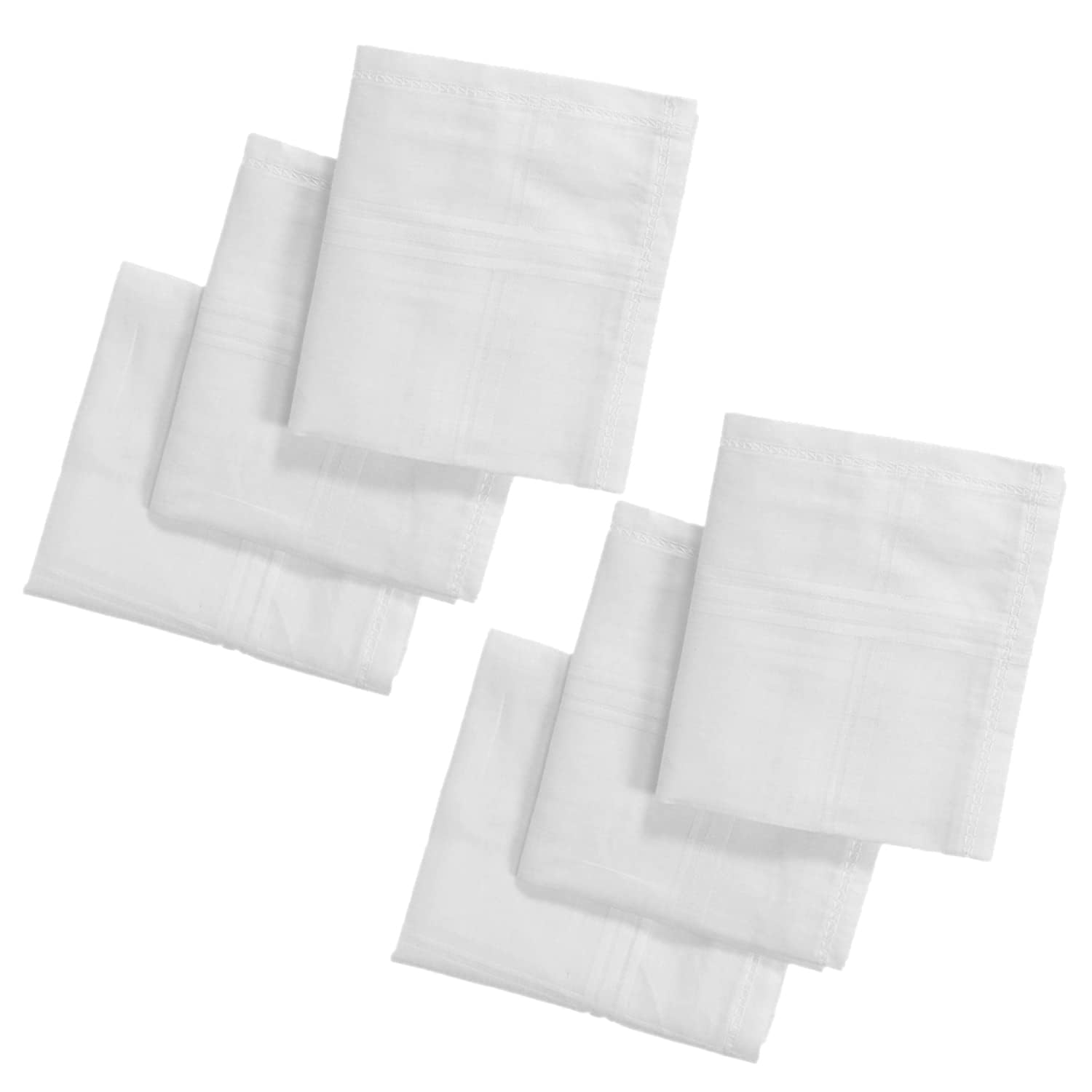 Kuber Industries Premium Cotton Handkerchief For Men|Pocket Hanky For Men|Neat Stiched With Solid Color " 41x 41 CM"|Pack of 6 (White)