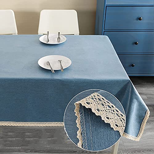 Nappe de table rectangle bleu imperméable lavable propre et épaisse 70x70 - 6